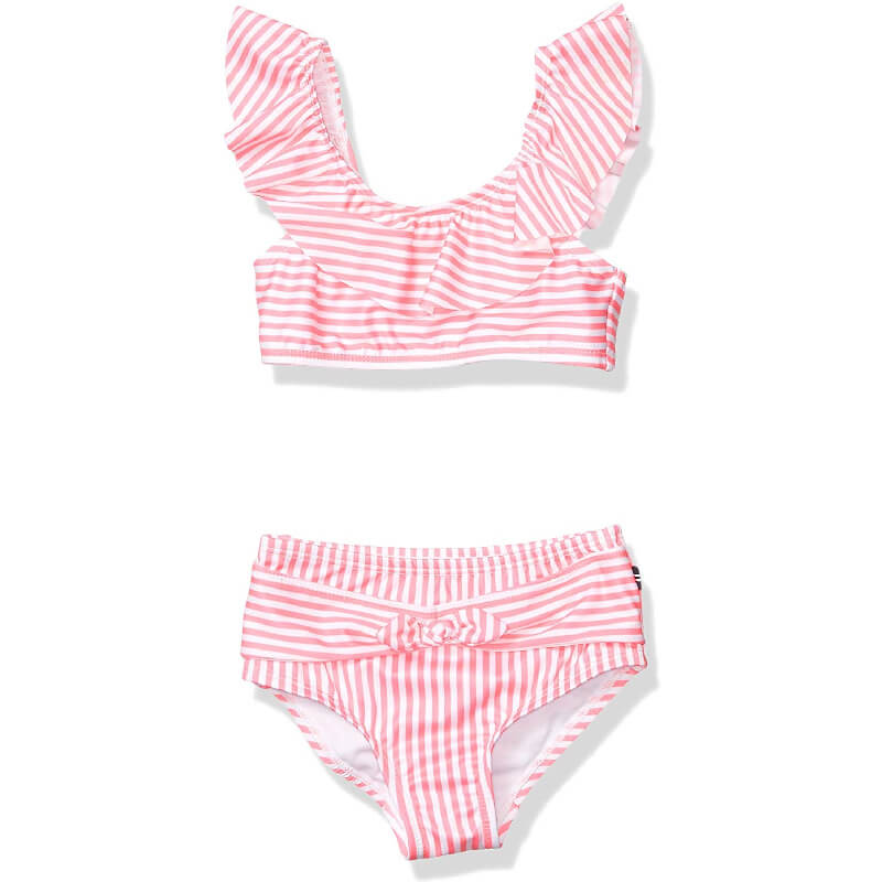 Bikini Rosa y Blanco con Olanes 