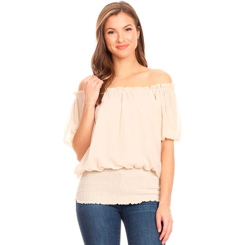 Blusa Beige de Manga Corta