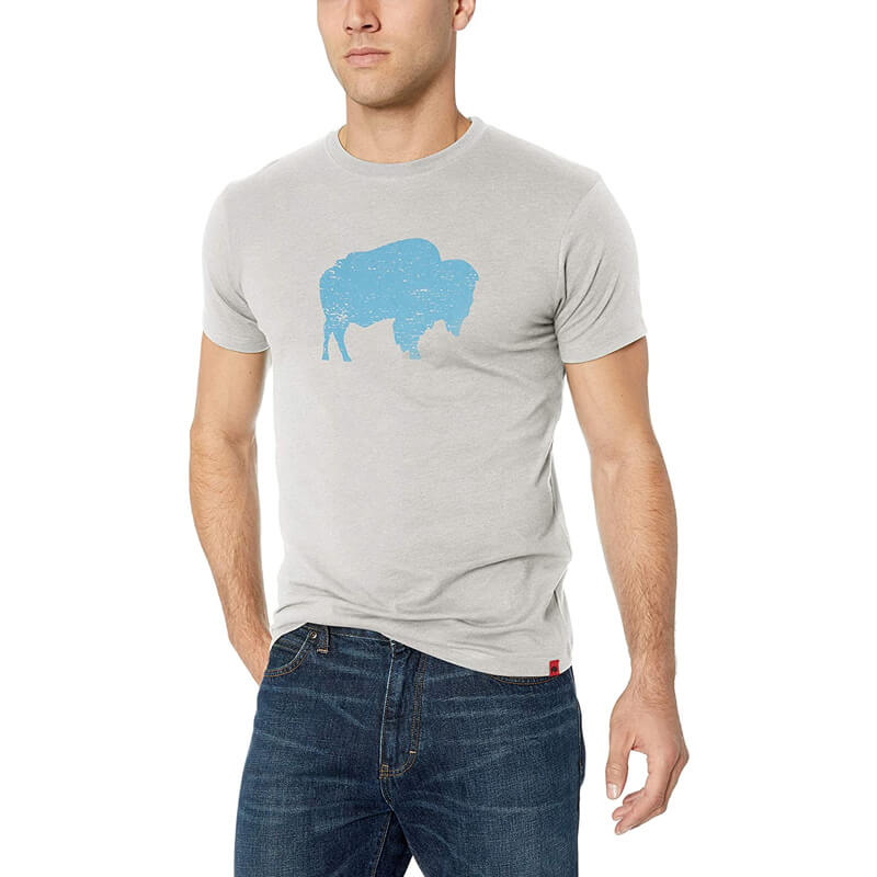 Playera Manga Corta Gris con Bison