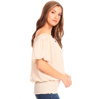 Blusa Beige de Manga Corta