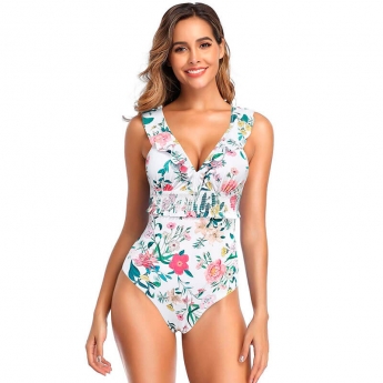 Monokini Floreado con Cuello V