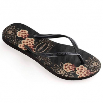 Sandalias Negras Floreadas